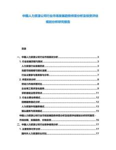 中國(guó)人力資源公司行業(yè)市場(chǎng)發(fā)展趨勢(shì)供需分析及投資評(píng)估規(guī)劃分析研究報(bào)告