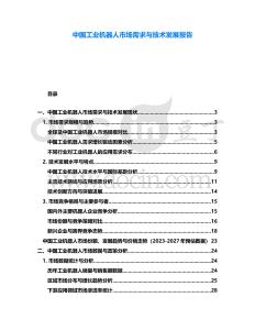 中國(guó)工業(yè)機(jī)器人市場(chǎng)需求與技術(shù)發(fā)展報(bào)告