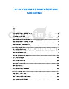 2025-2030能源管理行業(yè)市場應用競爭格局技術創(chuàng)新和投資布局規(guī)劃報告