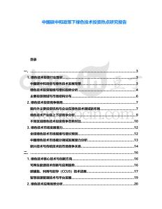 中國(guó)碳中和政策下綠色技術(shù)投資熱點(diǎn)研究報(bào)告