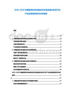 2025-2030中國氫燃料電池催化劑市場發(fā)展分析及汽車產(chǎn)業(yè)投資規(guī)劃研究分析報(bào)告