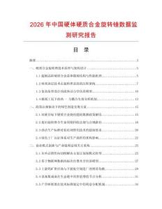 2026年中國硬體硬質合金旋轉銼數據監測研究報告