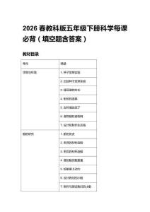2026春教科版五年級(jí)下冊(cè)科學(xué)每課必背知識(shí)點(diǎn)（附目錄）