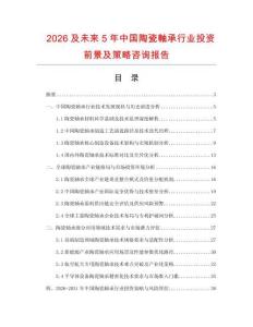 2026及未來5年中國陶瓷軸承行業(yè)投資前景及策略咨詢報告