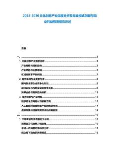 2025-2030文化創意產業深度分析及商業模式創新與商業利益預測報告詳述