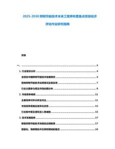 2025-2030照明節能技術未來工程師布置重點項目經濟評估作業研究指南