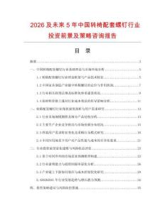 2026及未來5年中國轉(zhuǎn)椅配套螺釘行業(yè)投資前景及策略咨詢報告