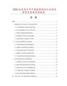 2026及未來5年中國蔬果制品行業(yè)投資前景及策略咨詢報告