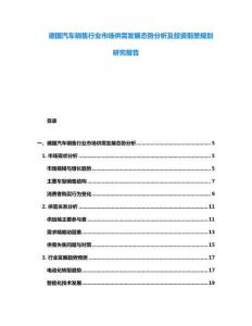 德國汽車銷售行業(yè)市場供需發(fā)展態(tài)勢分析及投資前景規(guī)劃研究報告