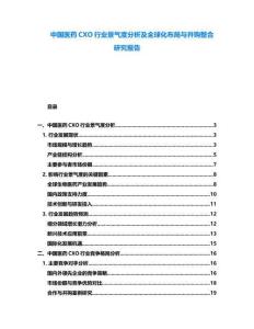 中國醫藥CXO行業景氣度分析及全球化布局與并購整合研究報告