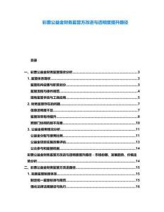 彩票公益金財(cái)務(wù)監(jiān)管方改進(jìn)與透明度提升路徑