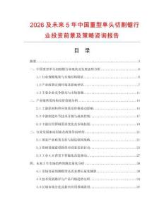 2026及未來5年中國重型單頭切割鋸行業(yè)投資前景及策略咨詢報告