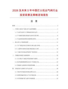 2026及未來5年中國打火機出氣閥行業(yè)投資前景及策略咨詢報告
