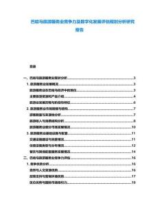 巴哈馬旅游服務業競爭力及數字化發展評估規劃分析研究報告