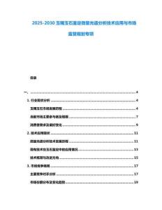 2025-2030玉鐲玉石鑒定微量光譜分析技術應用與市場監管規劃專項