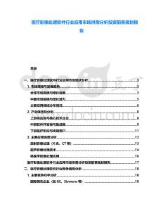 醫療影像處理軟件行業應用市場供需分析投資前景規劃報告