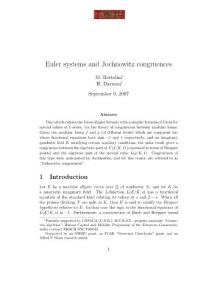 10.1.1.142.4857 Euler systems and Jochnowitz congruences (2007) by M. Bertolini , H. Darmon