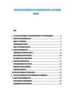 特立尼達多巴哥能源行業市場運營現狀競爭力分析投資機遇規劃