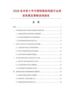2026及未來5年中國鎧裝鉑電阻行業(yè)投資前景及策略咨詢報(bào)告
