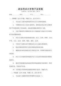 政治考試大學卷子及答案