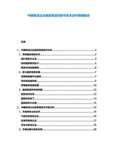 中國物流企業(yè)融資渠道創(chuàng)新與資本運作策略報告