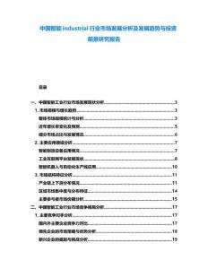 中國智能industrial行業市場發展分析及發展趨勢與投資前景研究報告