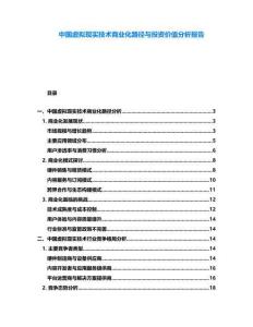 中國虛擬現實技術商業化路徑與投資價值分析報告