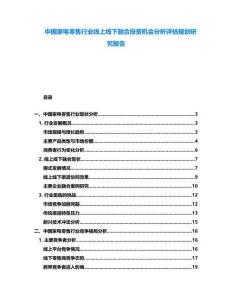 中國家電零售行業線上線下融合投資機會分析評估規劃研究報告