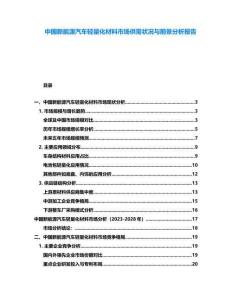 中國新能源汽車輕量化材料市場供需狀況與前景分析報(bào)告
