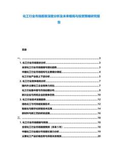 化工行業(yè)市場(chǎng)前景深度分析及未來(lái)格局與投資策略研究報(bào)告