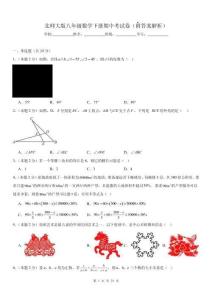 北師大版八年級數學下冊期中考試卷（附答案解析）