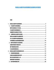 物流企業數字化轉型路徑及案例分析報告