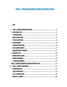 中國人工智能應用場景商業化路徑及投資熱點報告