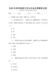 2025年高考物理力學(xué)公式及應(yīng)用解析試卷