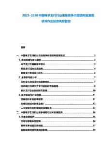 2025-2030中國(guó)電子支付行業(yè)市場(chǎng)競(jìng)爭(zhēng)供需結(jié)構(gòu)發(fā)展現(xiàn)狀并作出投資風(fēng)險(xiǎn)管控