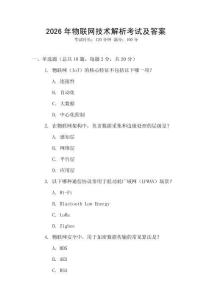 2026年物聯(lián)網(wǎng)技術(shù)解析考試及答案