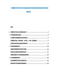 中國軟件開發行業市場深度分析及投資價值與投資方向研究報告