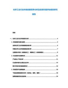 化學工業行業市場創新競爭分析及投資價值評估規劃研究報告