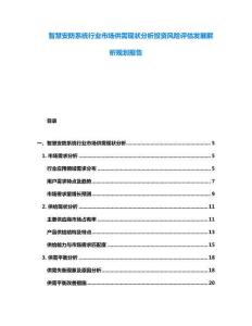 智慧安防系統行業市場供需現狀分析投資風險評估發展解析規劃報告