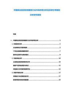 中國(guó)商業(yè)旅游咨詢服務(wù)行業(yè)市場(chǎng)供需分析及投資引導(dǎo)規(guī)劃分析研究報(bào)告
