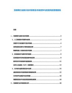 互聯網行業新興技術探索及市場競爭與投資風險管理報告