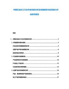 中國石油化工行業市場深度分析及發展趨勢與投資潛力評估研究報告