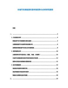 長(zhǎng)城汽車新能源車型市場(chǎng)競(jìng)爭(zhēng)力分析研究報(bào)告
