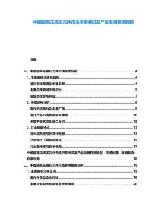中國超高壓液壓元件市場供需狀況及產業發展預測報告