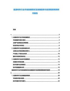 能源材料行業(yè)市場發(fā)展現(xiàn)狀及發(fā)展趨勢與投資前景預測研究報告