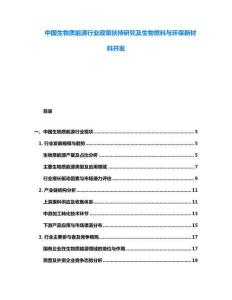 中國生物質(zhì)能源行業(yè)政策扶持研究及生物燃料與環(huán)保新材料開發(fā)