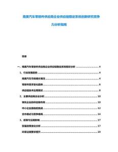 南美汽車零部件供應商企業(yè)供應鏈穩(wěn)定系統(tǒng)創(chuàng)新研究競爭力分析指南