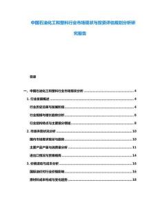 中國(guó)石油化工和塑料行業(yè)市場(chǎng)現(xiàn)狀與投資評(píng)估規(guī)劃分析研究報(bào)告