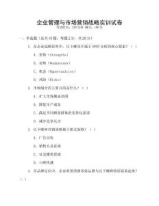 企業(yè)管理與市場(chǎng)營(yíng)銷戰(zhàn)略實(shí)訓(xùn)試卷