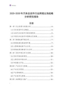 2025-2030年汽車改裝件行業跨境出海戰略分析研究報告